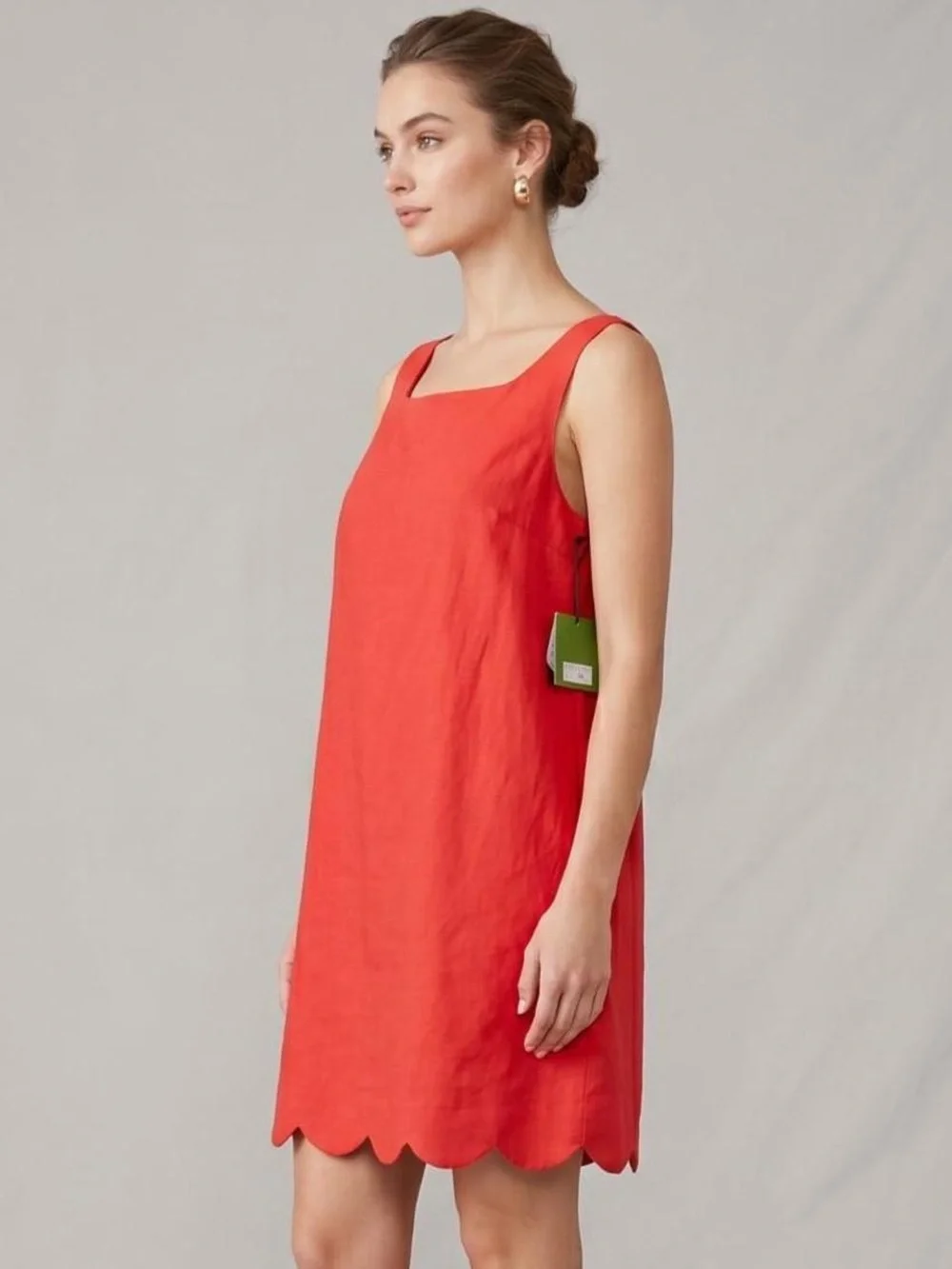 Kate Spade X Orange Scallop-Hem Sleeveless Shift Dress